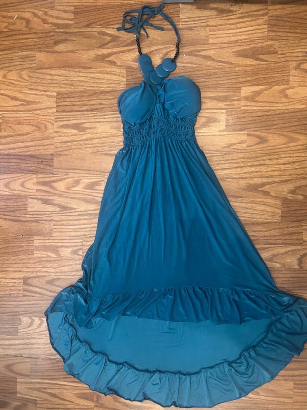 SHUI SI QING FASHION Teal Halter High-Low Maxi Dress Size M